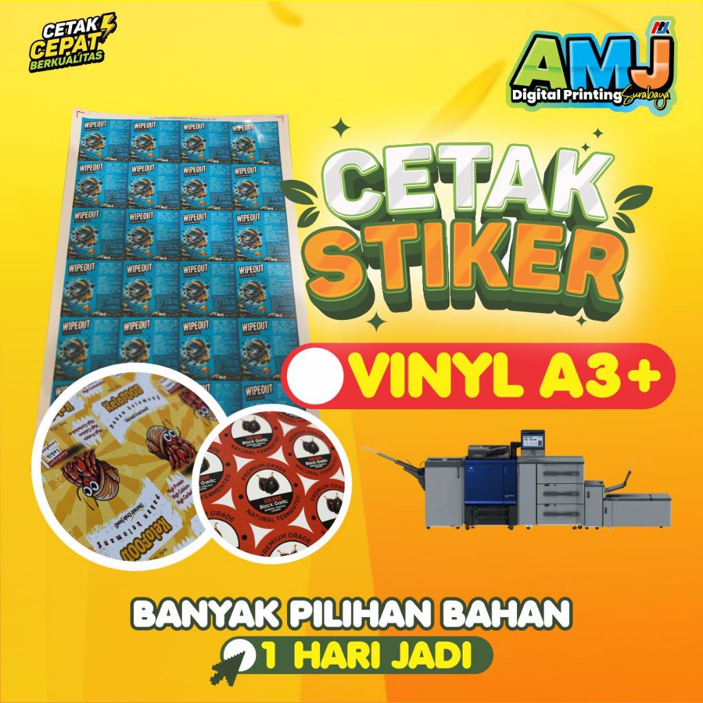 

Label & Stiker Vinyl_Stiker Anti Air uk A3+_Tidak Mudah Sobek_Cetak Stiker Murah_Satu Hari Jadi__