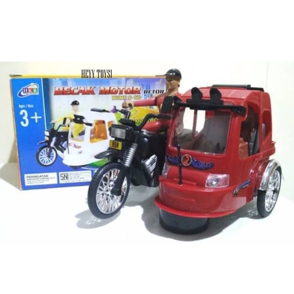 mainan becak benus mainan becak nusantara 66-689 mainan miniatur becak motor bump n go mainan anak