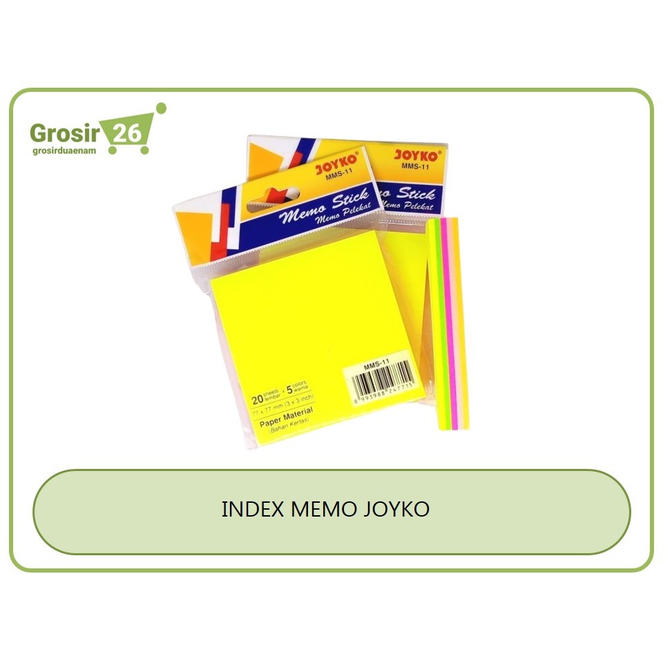 

(1 SET) INDEX MARK / PENANDA KERTAS / PEMBATAS BUKU / MEMO STICK NOTES JOYKO MMS-11 UKURAN 3 X 3 INC