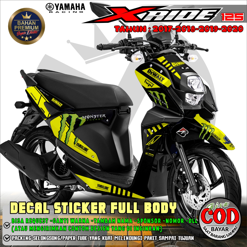 Bisacod Decal Sticker Full Body Yamaha X Ride 125 Motif monster md0104 Custom Design Dekal Stiker