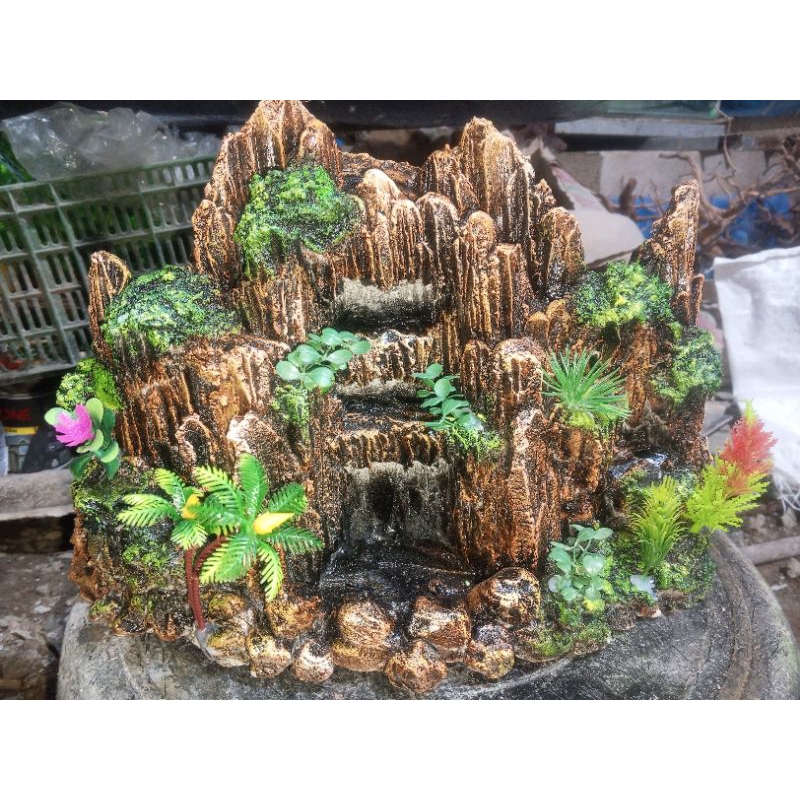 tebing air terjun Aviary dekorasi kolam taman mini aquascape instant