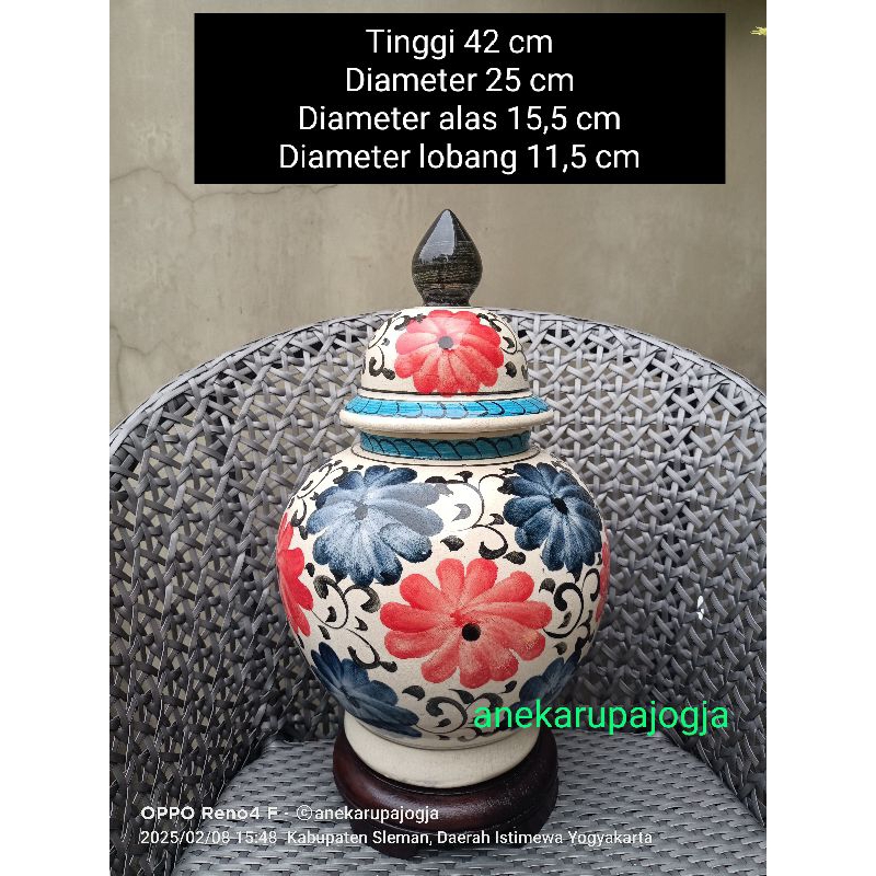 vas bejana guci gentong gemuk keramik lukis