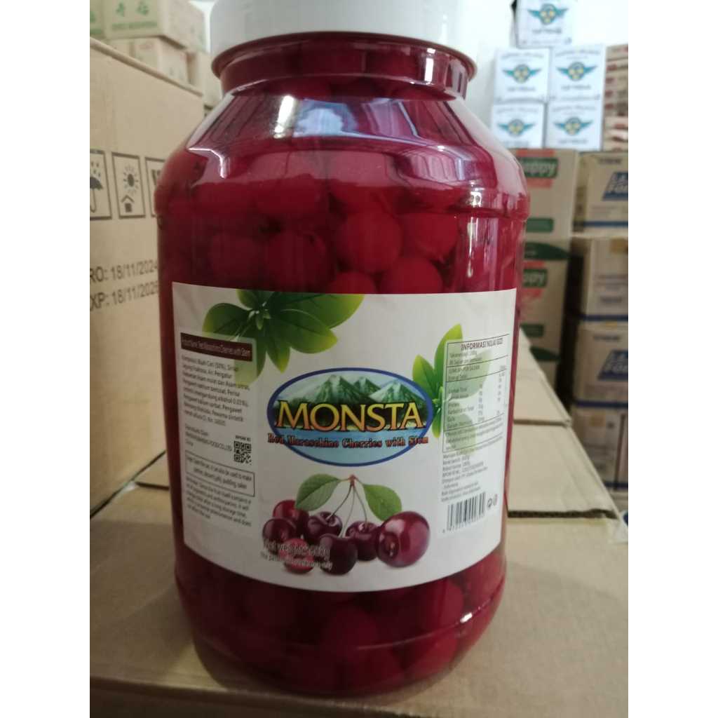 

Cherry Tangkai Merah Monsta 3,6 KG - Red cherries Monsta 1 pail
