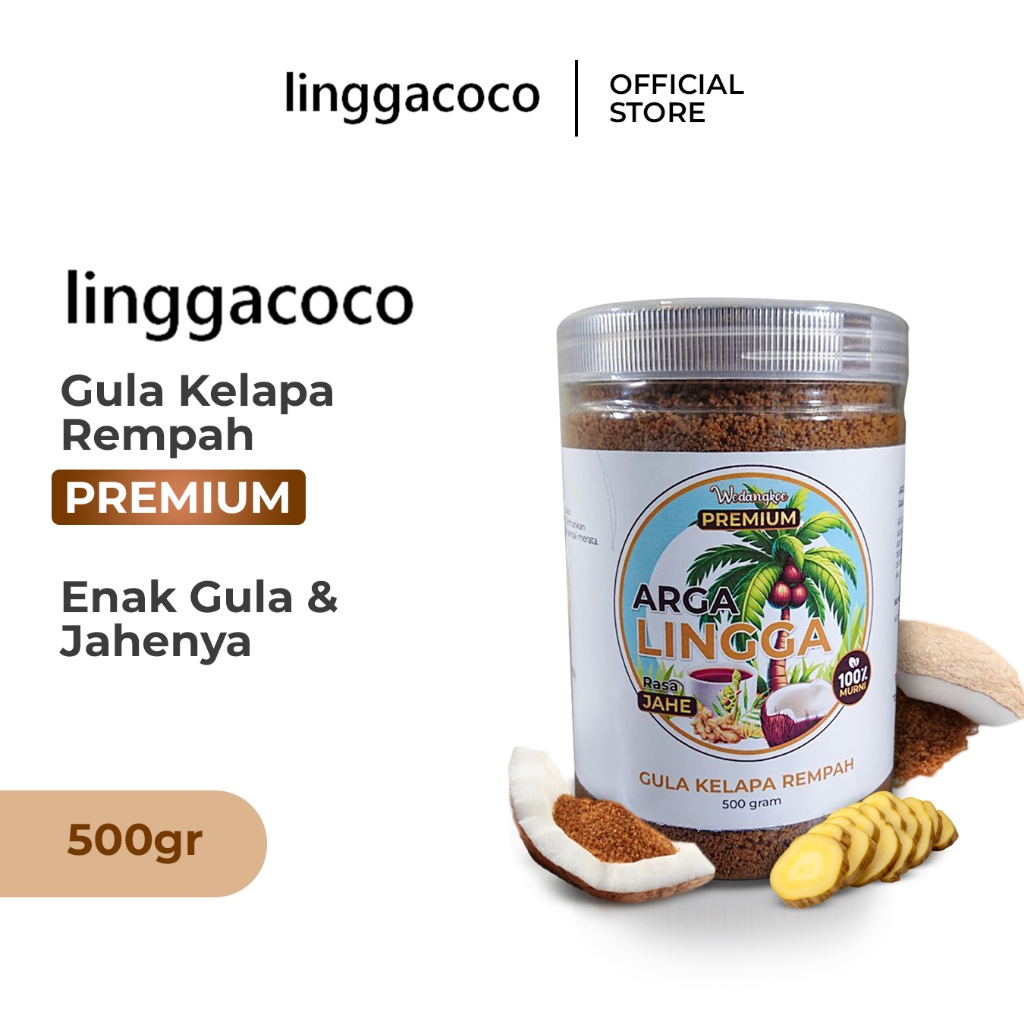 

Gula Kelapa Rempah PREMIUM - Rasa Jahe - 100% Murni - 500g - Linggacoco