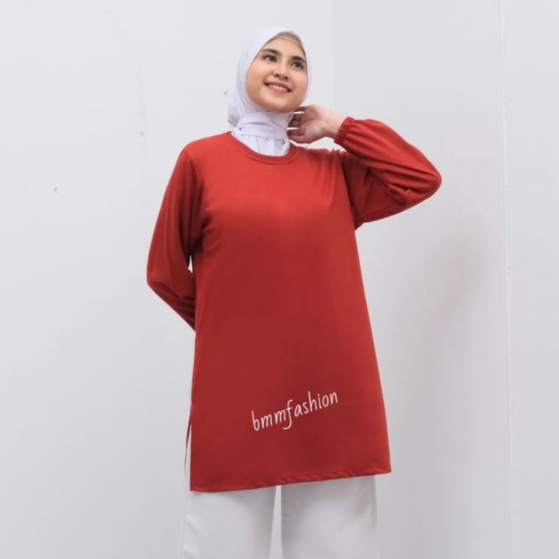 BEST SELLER Tunik wanita dewasa lengan panjang karet /kaos tunik wanita POLOS 2025