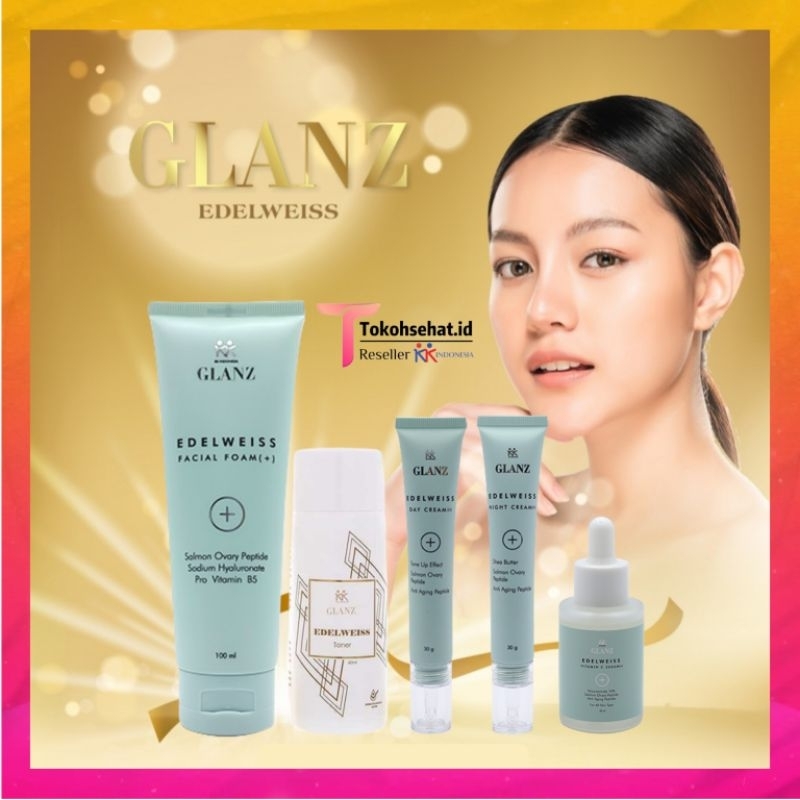 Glanz Edelweis Skincare Series All Varian Facial Foam Toner Day Cream Night Cream Vitamin C Serum Or