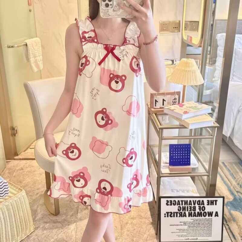 Dress Piyama Import Daster Cup Seksoy Baju Haram Dinas Malam Tali Satu Ruffle Korea