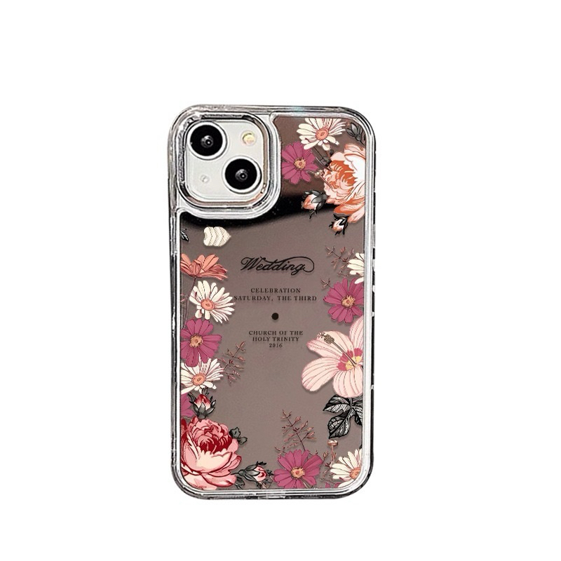 Case Motif Cermin Bunga for Iphone 13 15 16 16 Pro 16 Pro Max