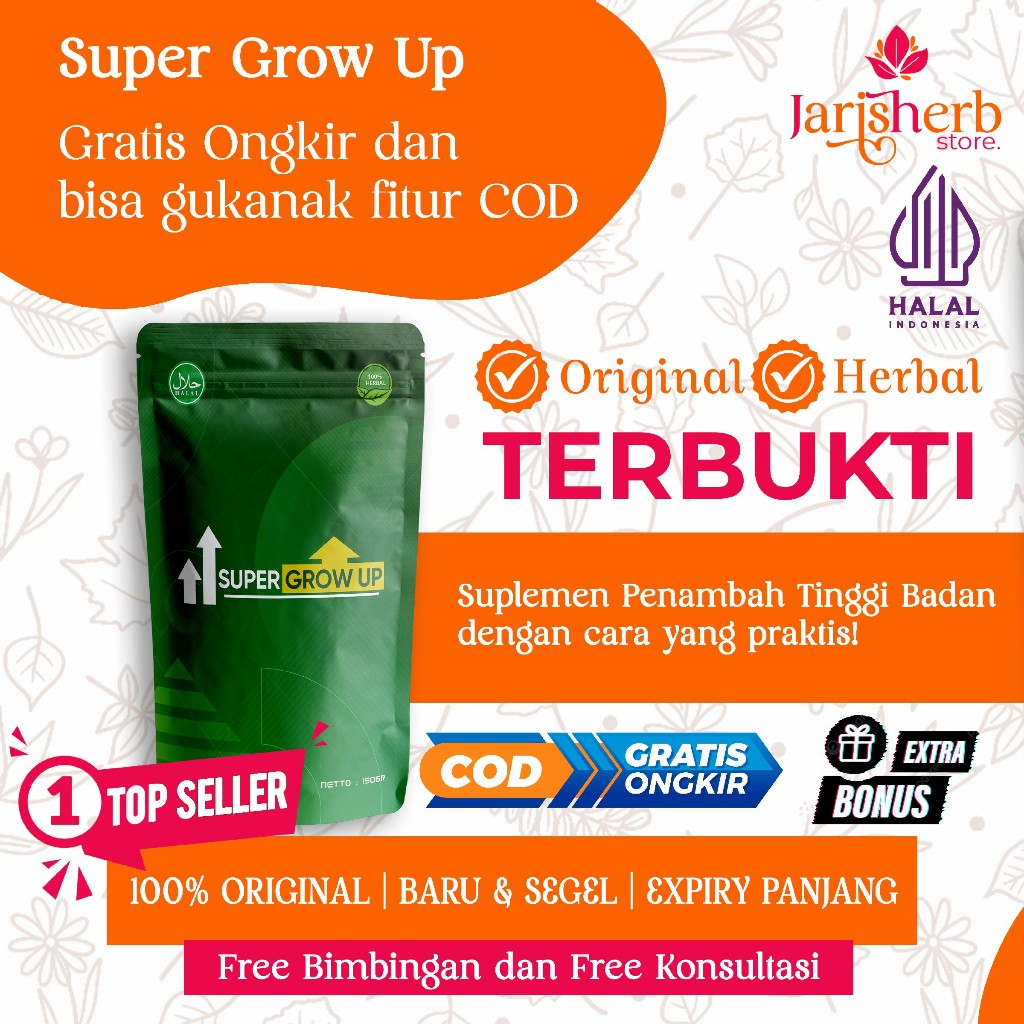 

DISKON SUPER GROW UP SUSU PENINGGI - Suplemen tinggi badan original / penambah tinggi terlaris/ penambah tinggi badan isi 150 gram