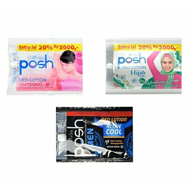 AF POSH DEO LOTION WHITENING HIJAB CHIC, POSH MEN SACHET DAN POSH SASET RENTENG