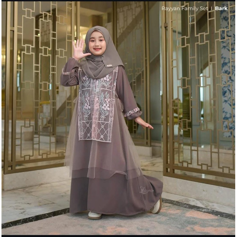 Rayyan gamis anak usia 7-13thn bahan ceruti mix brukat baju anak tanggung perempuan muslimah