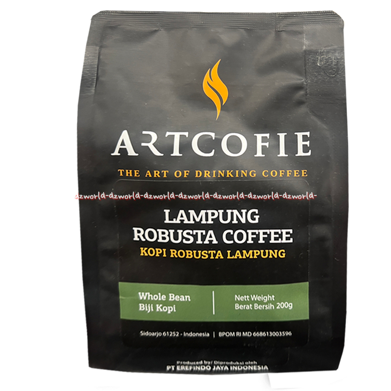 

Artcofie 200gr Lampung Robusta Coffee Kopi Robusta Whole Bean Biji Kopi Art Cofie Kemasan Pouch Refill Lampoeng