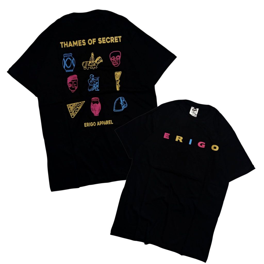 Kaos Distro Erigo Purba Thames Of Secret Warna Hitam T-shirt Pria Wanita Motif Keren Warna Warni Ata