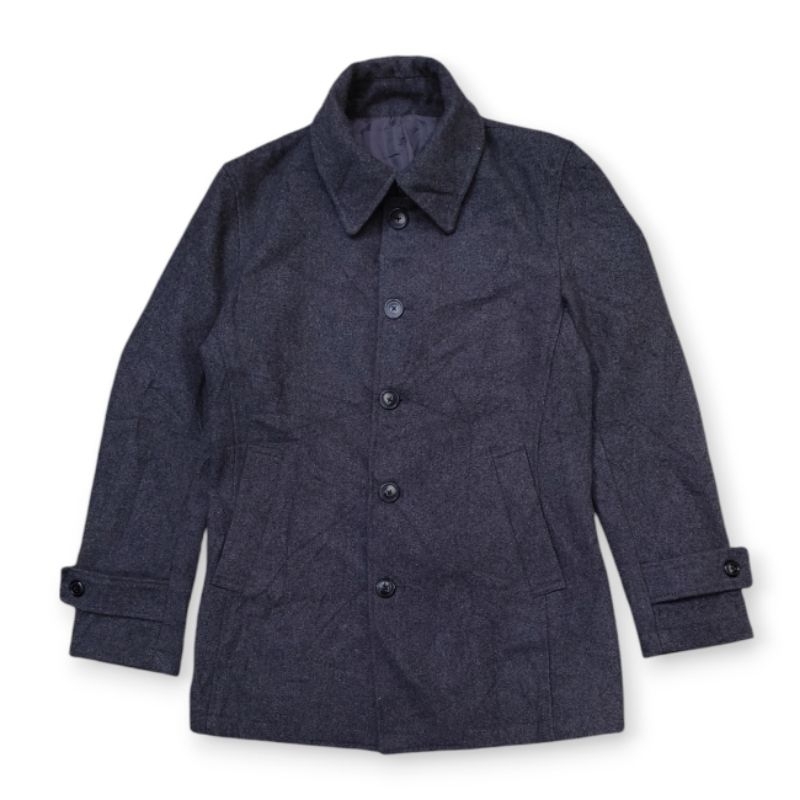 Blue Tornado by Tornado Mart Wool Stand Collar Coat Jacket
