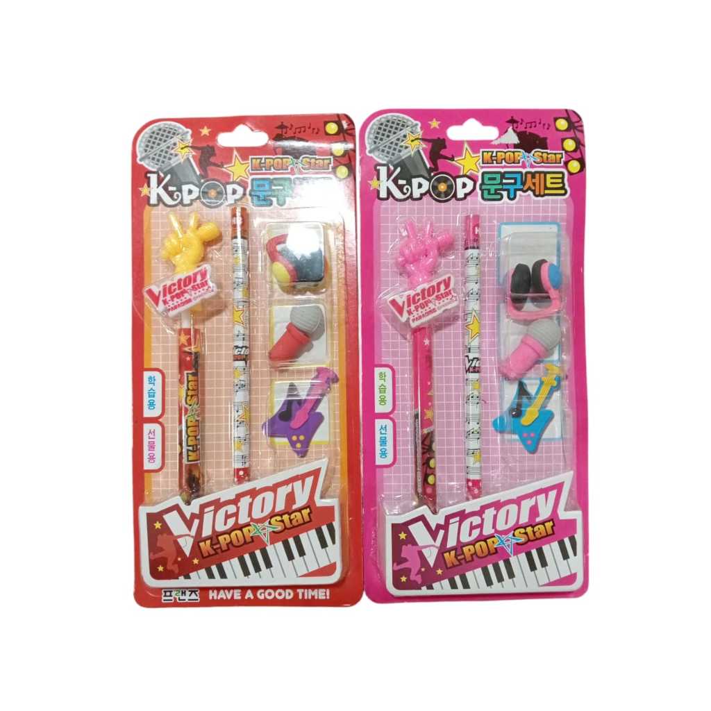 

Set alat tulis, bolpoint, pensil, penghapus