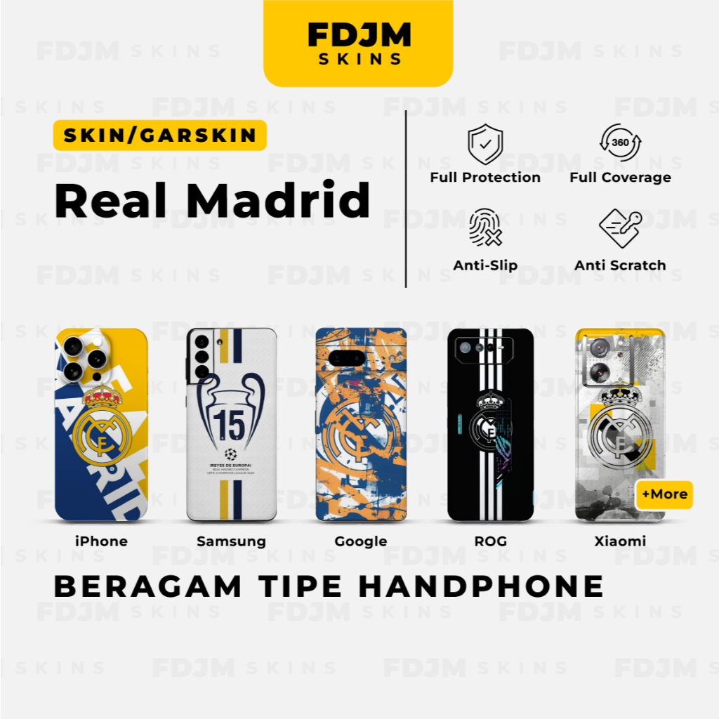 Skin/Garskin HP Real Madrid *Isi 2* Not Case (iPhone Samsung Xiaomi & Lainnya)