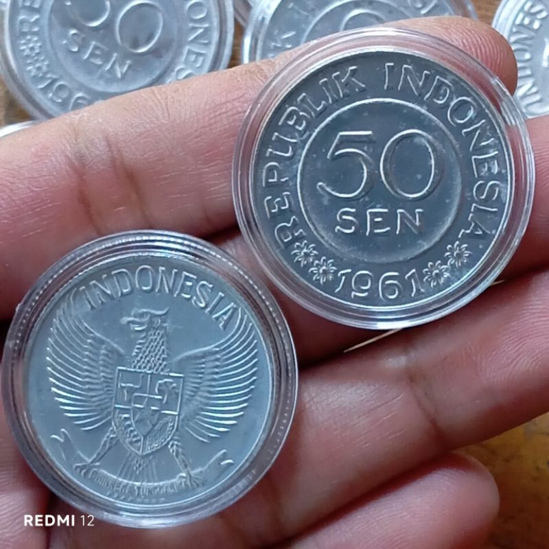 uang koin kuno 50 sen garuda bekas bagus baik asli