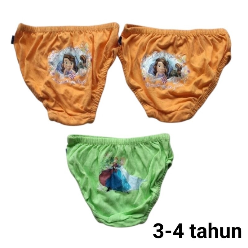 Celana dalam anak perempuan Disney 3 4 tahun CD cewe princess Sofia Frozen