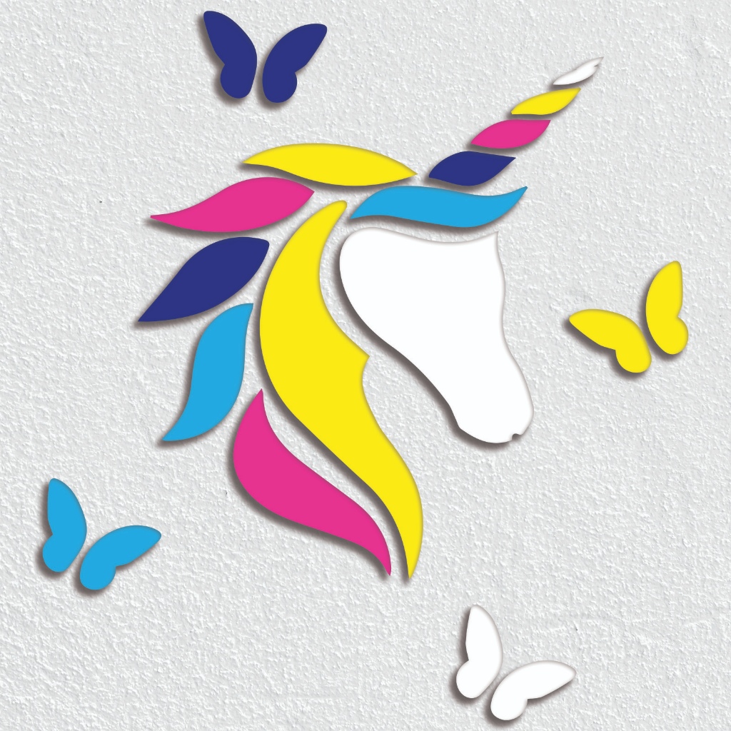 Hiasan Dinding Kayu Ukir 3D Bentuk Kuda Poni Unicorn Little Pony Rainbow Dekorasi Kamar Tidur Anak