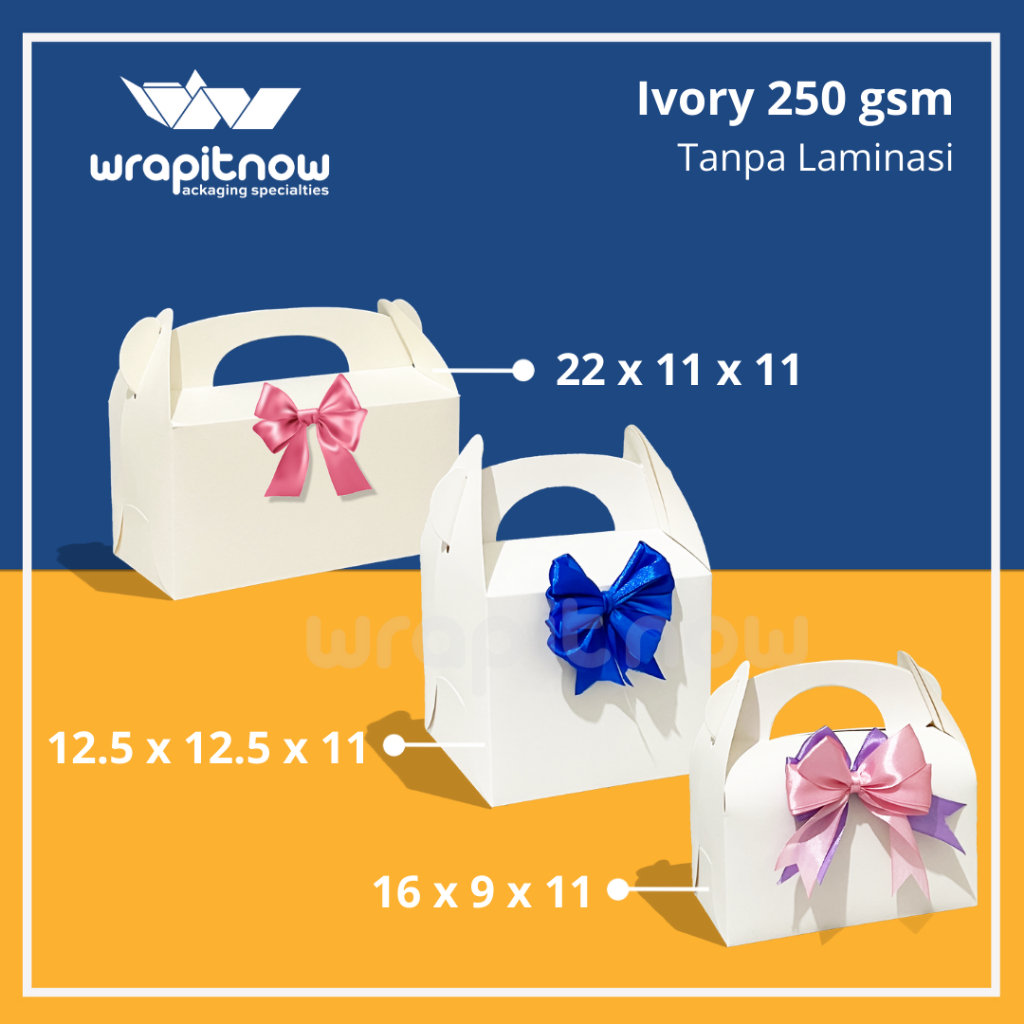 

Gable Box 16x9x11 12.5x12.5x11 22x11x11 Tas Jinjing Hampers Toples Kue Pabrik Dus Snack Arisan Kukis