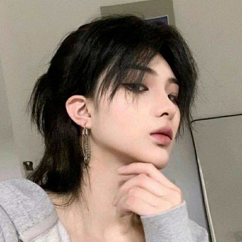 Wig Rambut Palsu Pria Atau Wanita Mullet Panjang Warna Hitam Natural