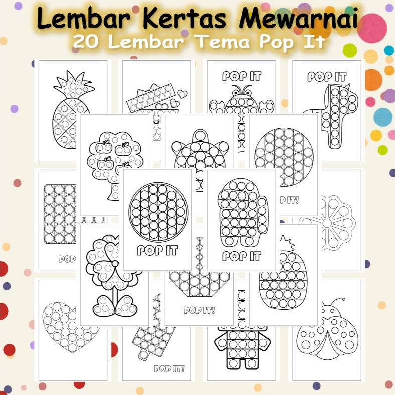 

Kertas Mewarnai 20 Lembar Tema Pop It Coloring Sheet A4 A5
