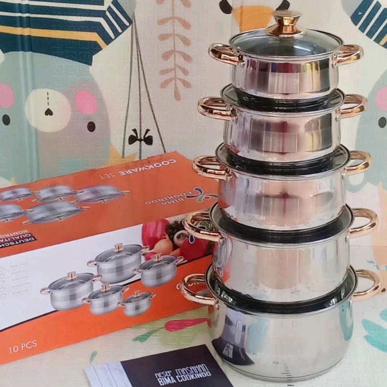 BIMA COOKINDO Stainless set tebal Premium SUS 304 10 Pcs