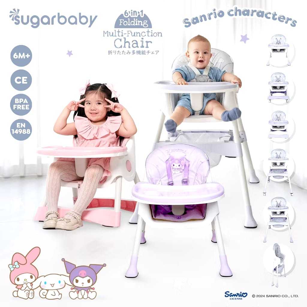SUGAR BABY 6in1 Folding multifunction chair sanrio/kursi bayi/kursi anak/kursi makan