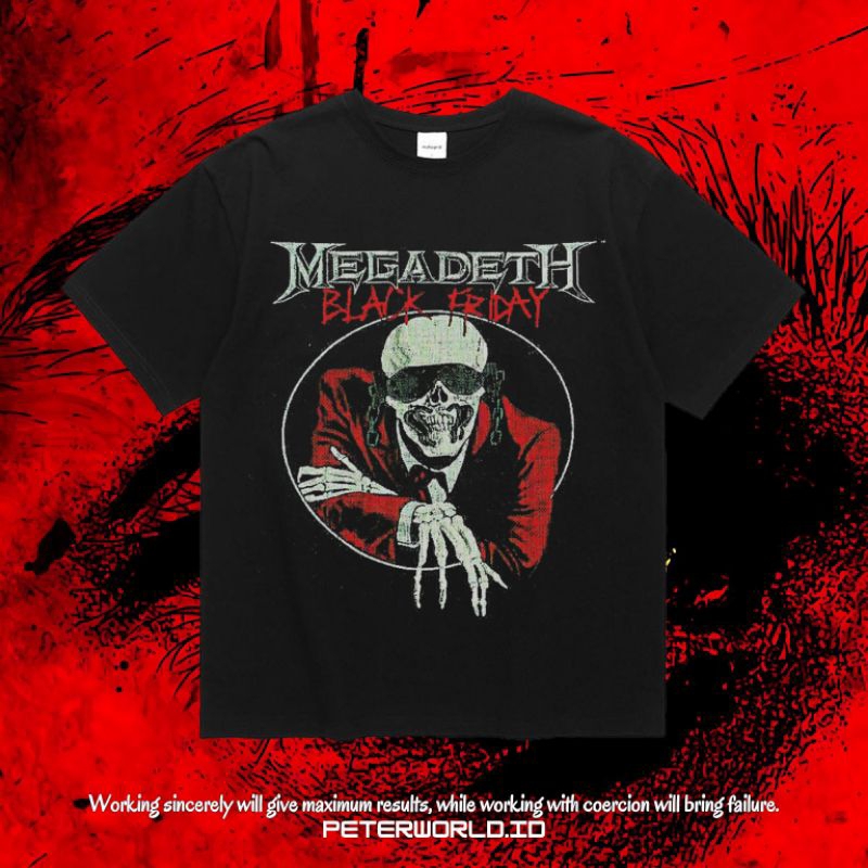 Peterworld "Megadeth" Kaos | T shirt | Kaos Band Megadeth Black Friday Vintage Tee