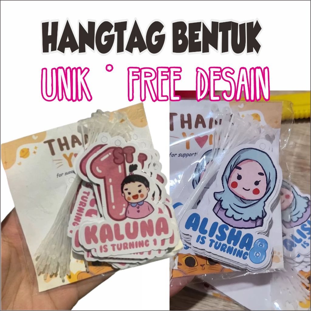

(20pcs) diecut Hang tag & stiker ulang tahun tema label tag ulang tahun murah hang tag ulang tahun tag souvenir ulang tahun stiker nama ulang tahun diecut stiker