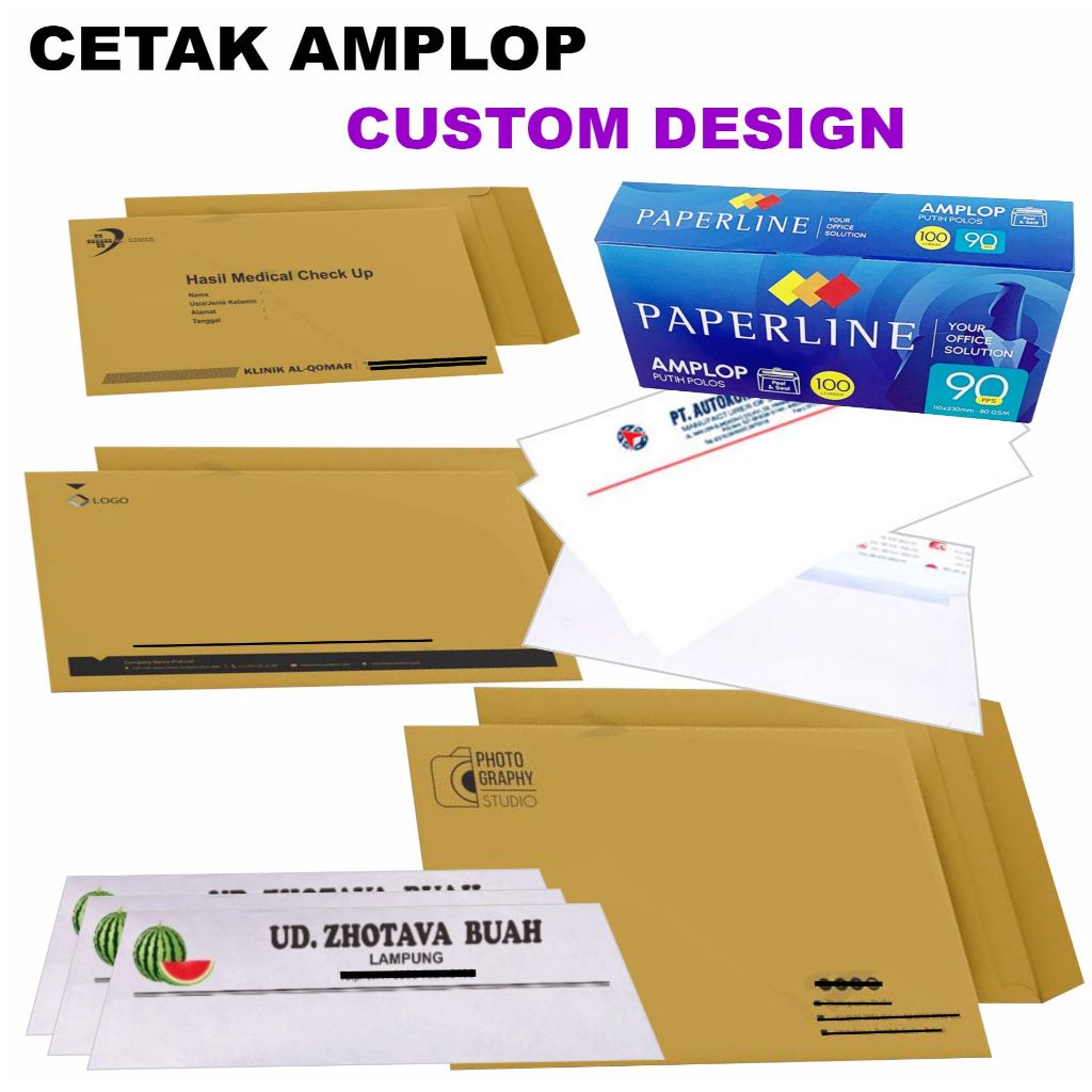 

Amplop Cokelat Putih Cetak Design Custom Satu Pack isi 100 Lembar