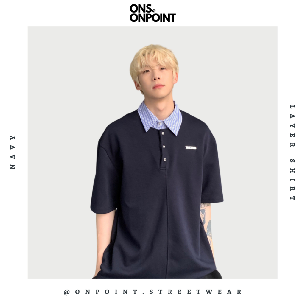 [ONS BY ONPOINT] Layer Shirt- kemeja denim pria kemeja jeans wanita oversize gaya korea sablon premi