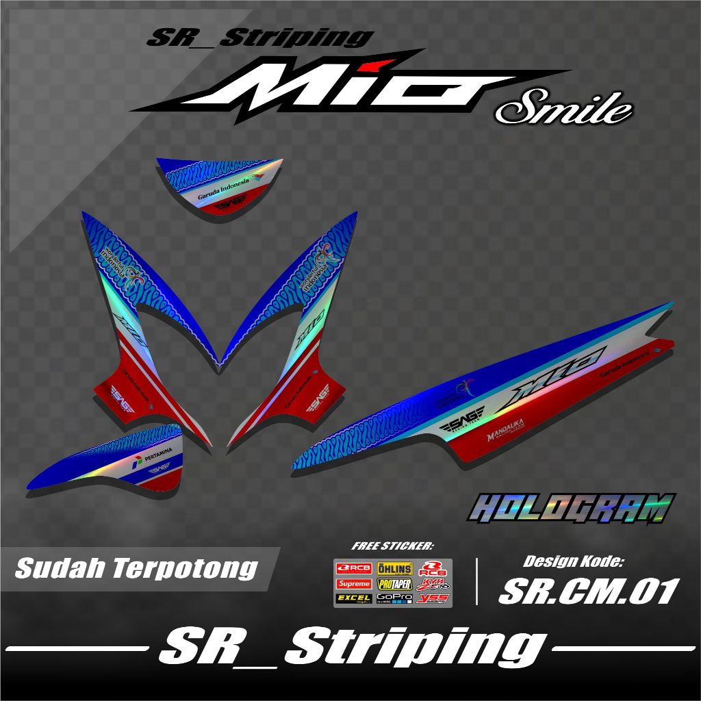 ( Hologram ) Striping Mio Smile / Stiker Smile / Variasi Smile / Decal Mio Smile / Setriping Mio Smi