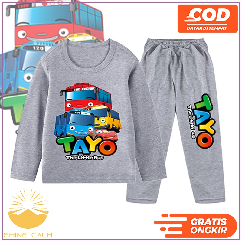 Baju Tidur Tayo Bus Anak Cowo Dan Cewe Stelan Panjang 1-10 Tahun 1609