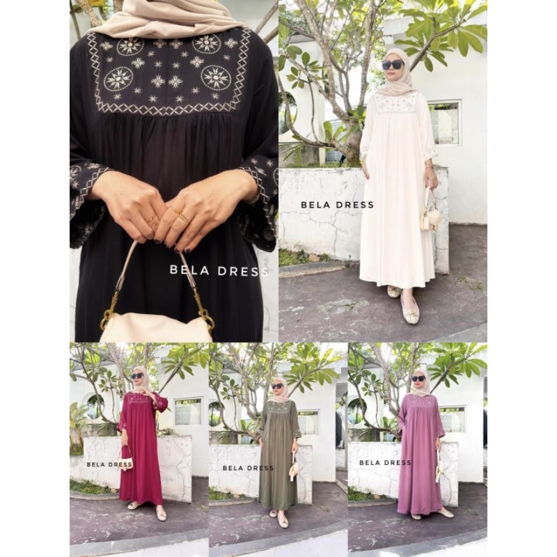 GAMIS RAYON TWILL BORDIR POLOS PREMIUM  BELA DRESS MIDI | GAMIS BUSUI | HOMEDRESS | DAILYDRESS