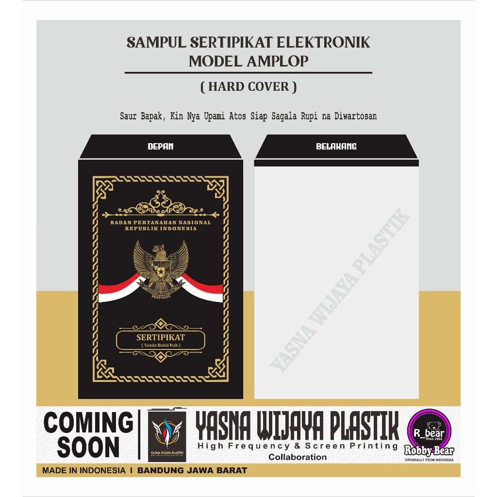 

YASNA WIJAYA PLASTIK I New item sampul sertipikat elektronik model amplop hard cover F4