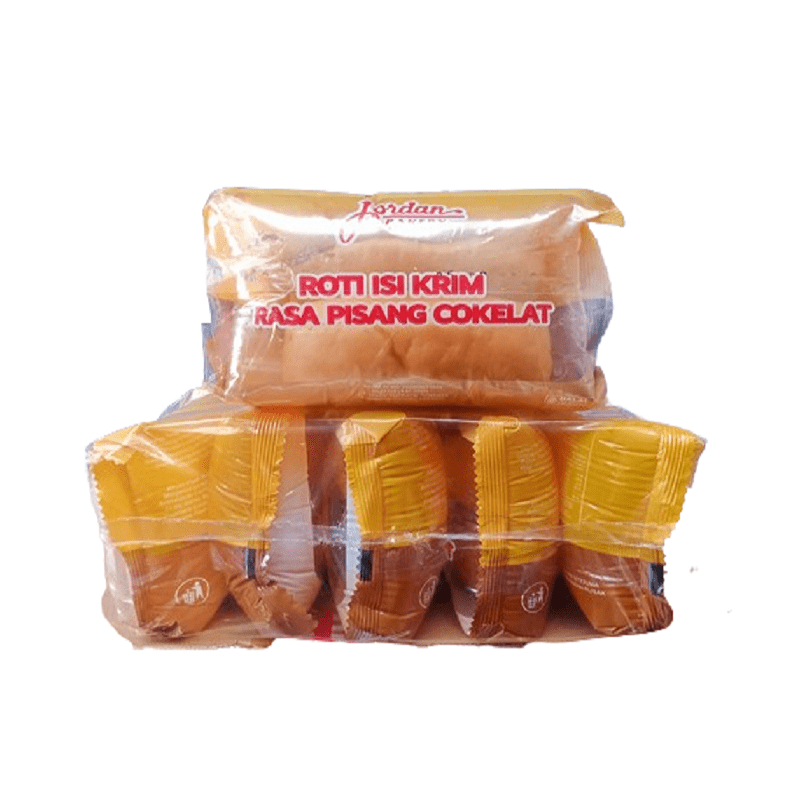 

Roti Isi Krim Rasa Pisang Cokelat Jordan 1 pak Isi 5 Bks Exp 04-03-25