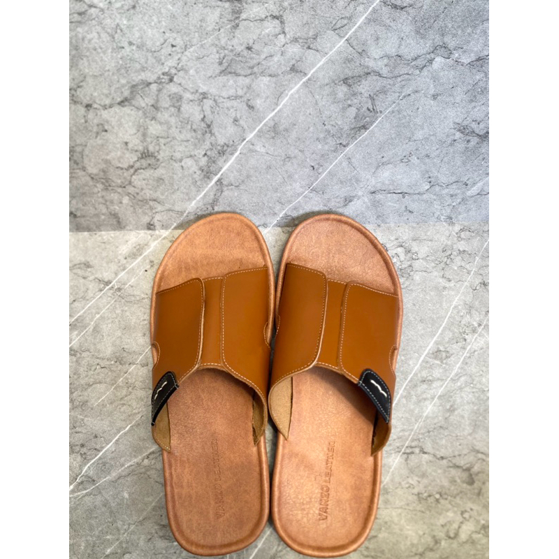 Sandal Kulit Pria  Asli garut - Kokop strip kulit Asli garut