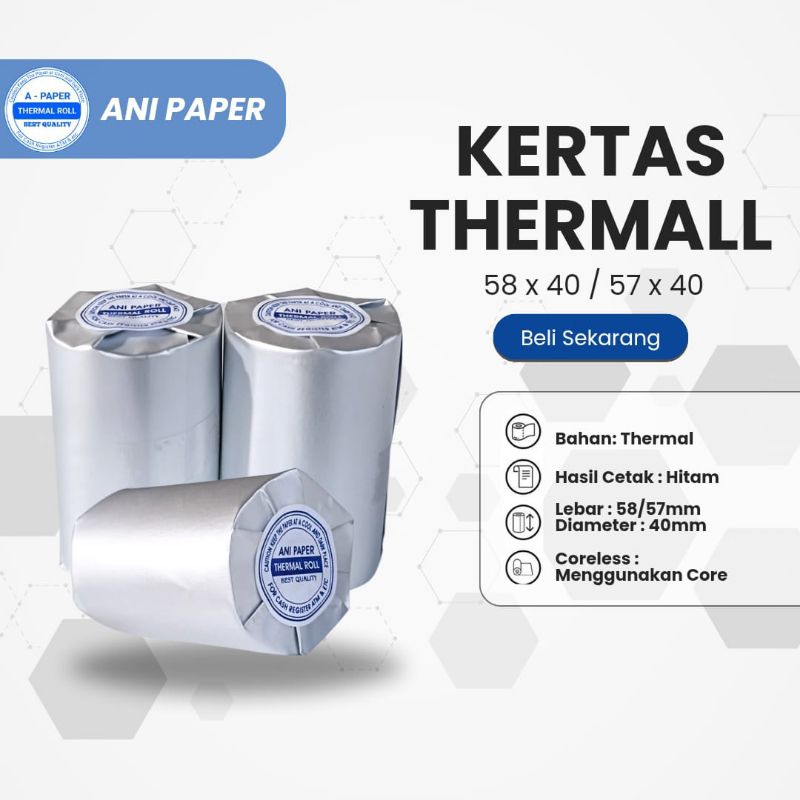 

Kertas thermal 58mmx40mm isi 20roll