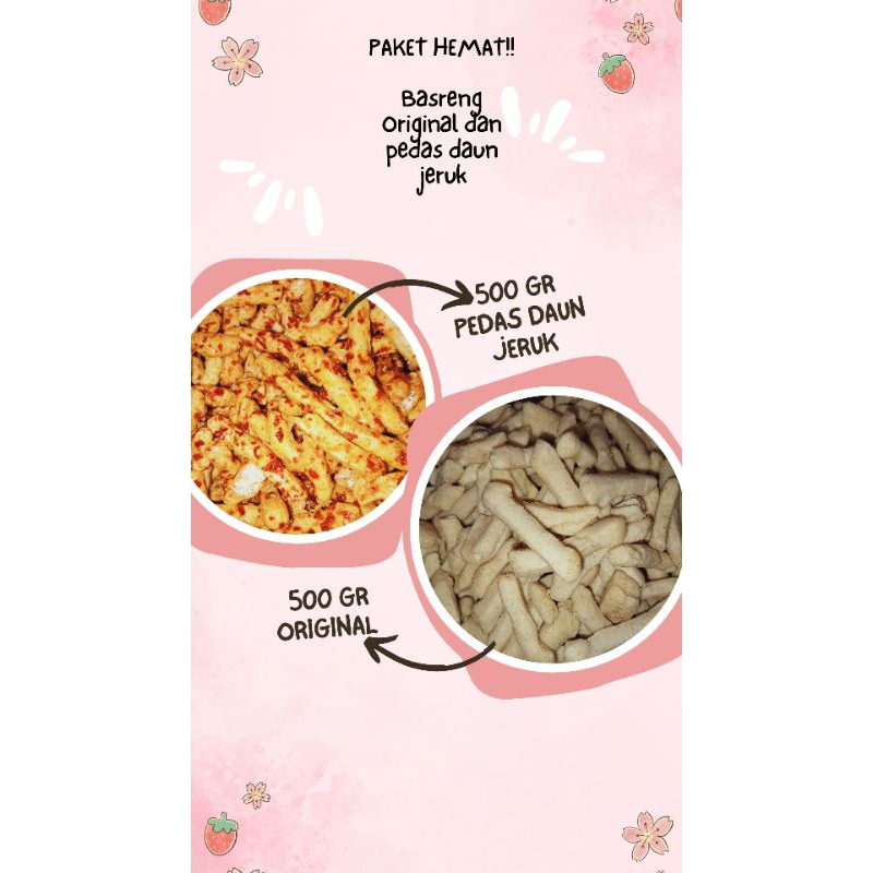 

Paket Hemat !!! Basreng Original dan Pedas Daun Jeruk Isi/kemasan 500 GR