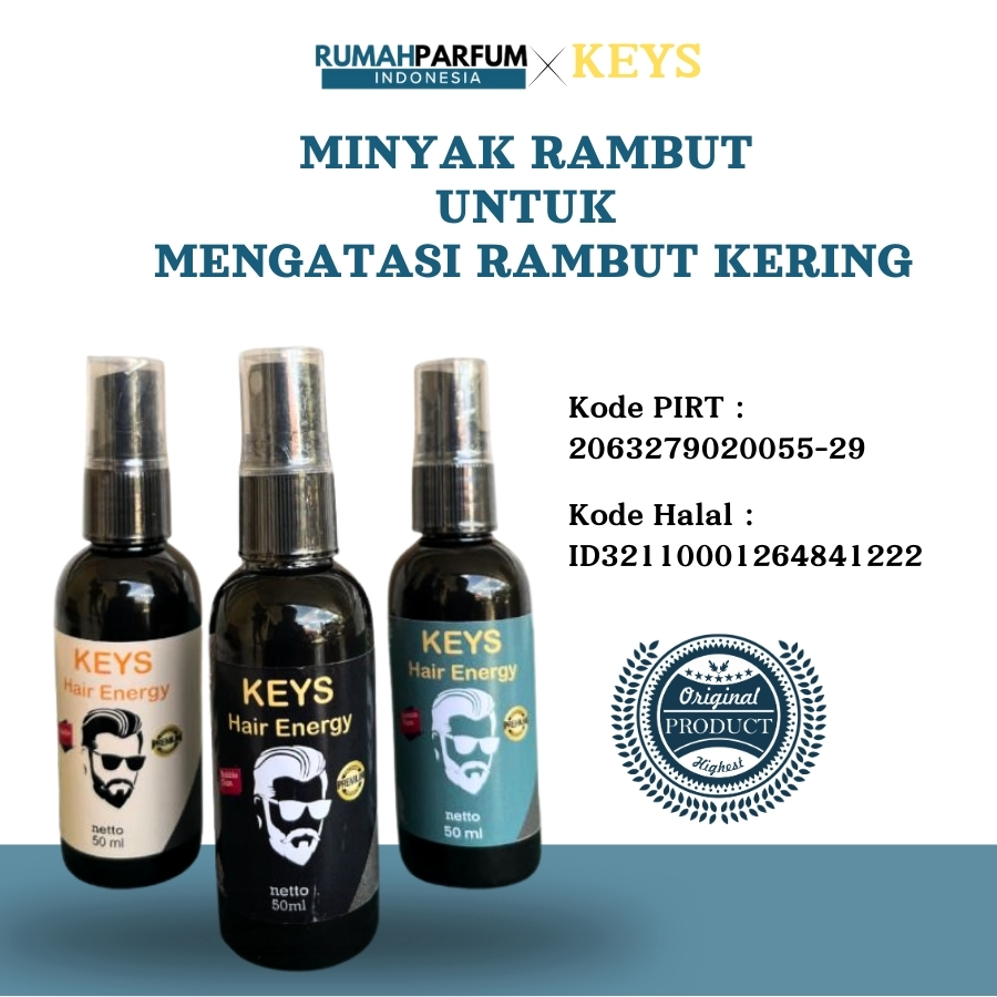 Keys Hair Energy Minyak Rambut Pria Spray 50ml - Solusi Rambut Kering Pomade Spray Basah Seharian