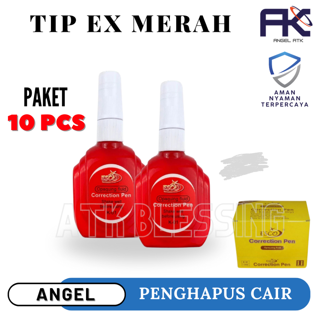 

( Isi 12 Pcs ) Tip Ex Cair / Tipe X Merah / Cepat Kering / Alat Tulis Sekolah dan Kantor / Tip Ex Cair botol Merah / Bayar di tempat / Atk Blessing