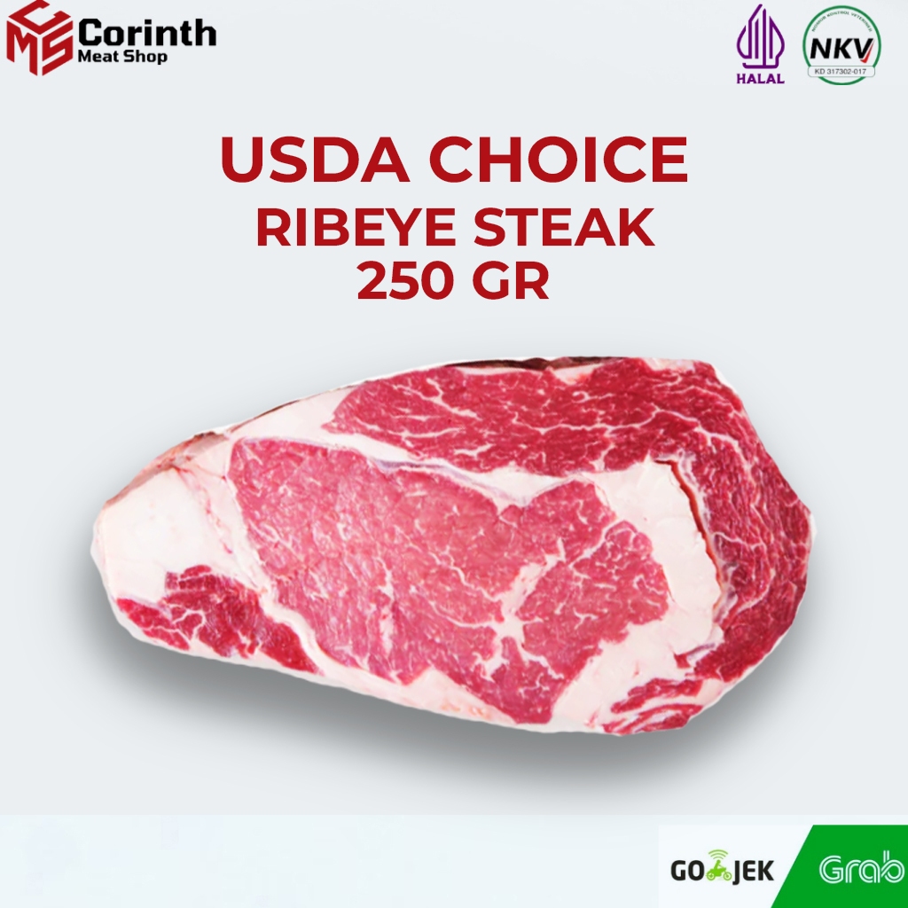 

RIBEYE USDA CHOICE STEAK 250GR IMPORT US - DAGING SAPI - HALAL - PREMIUM