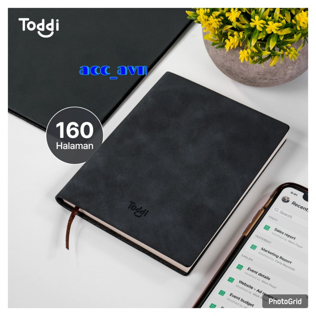 

Toddi Buku Jurnal Hardcover Notebook Diary 68GSM 160 Lembar Grid - 173 - Black