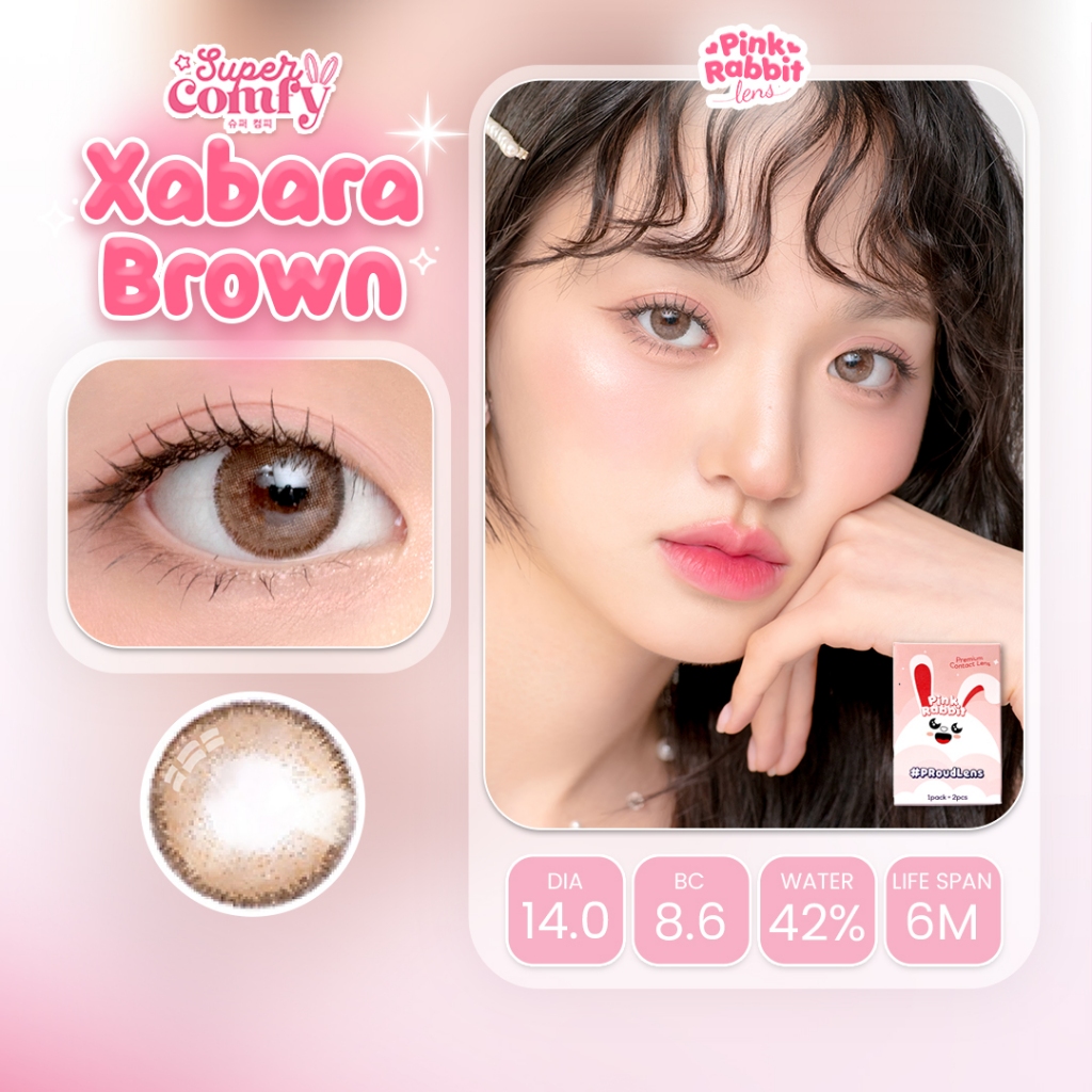 PINKRABBIT SOFTLENS SUPER COMFY XABARA BROWN - Normal, Minus 0.5 S/D 8.00 (1PCS/Sebelah) #softlensny