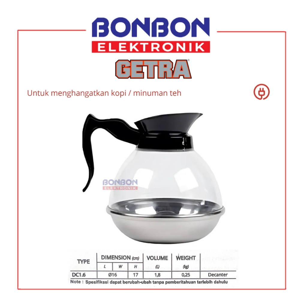 GETRA Mesin Penghangat Minuman Kopi / Teh DECANTER