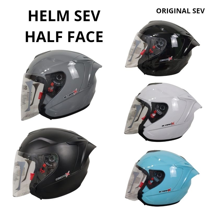 helm sev octopus x polos solid half face inclube spoiler 3D helmet dewasa ORIGINAL sev