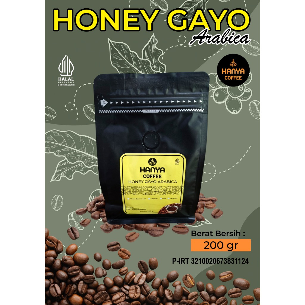 

Kopi Honey Arabika premium process roasted beans 200 gram _ Hanya Coffee