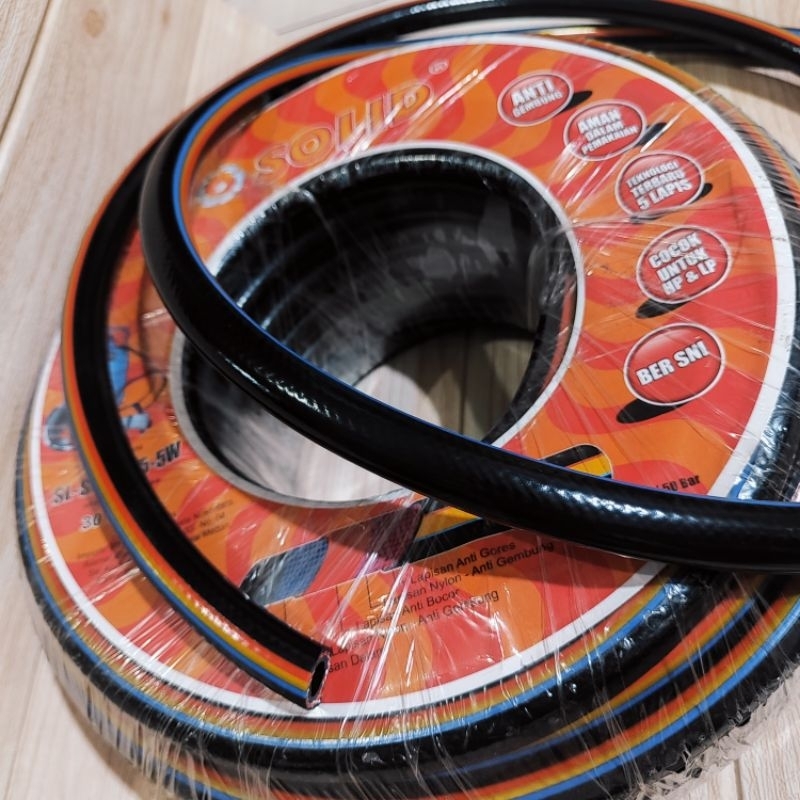 SOLID Selang Gas LPG Hitam SNI 5 Lapis High Pressure Selang Kepala Regulator