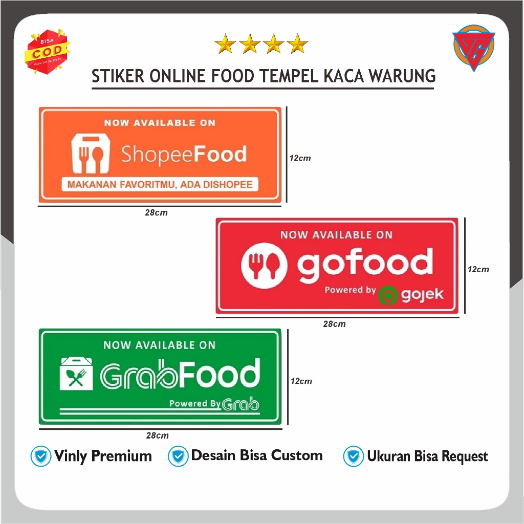 

STIKER ONLINE FOOD TEMPEL KACA WARUNG DAN RESTORAN / STIKER ONLINE FOOD BAHAN VYNIL GLOSSY ISI 2 ITEM